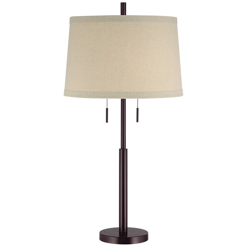 Modern Buffet Table Lamp 33" Tall USB Port Dark Bronze Off White Shade